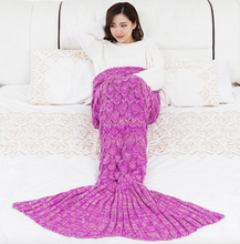 Load image into Gallery viewer, Soft Knitted Mermaid Tail Hand Crochet Blanket - Fish Pattern
