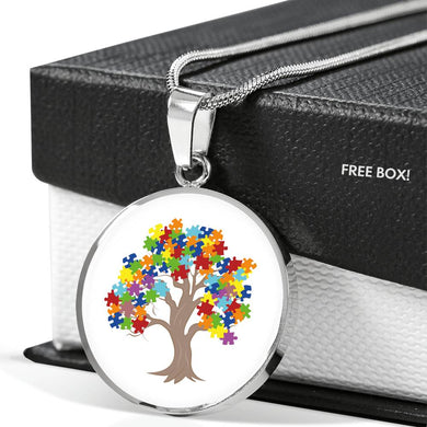 Autism Tree Circle Pendant
