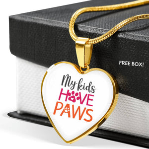 My Kids Have Paws Luxury Heart Necklace