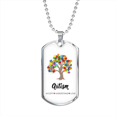 Autism Tree Military Necklace