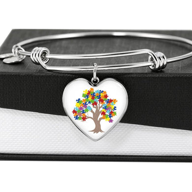 Autism Tree Heart Charm and Bangle