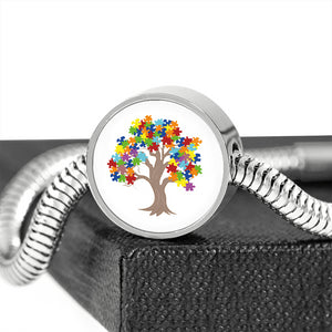 Autism Tree Circle Charm Stainless Steel Bracelet