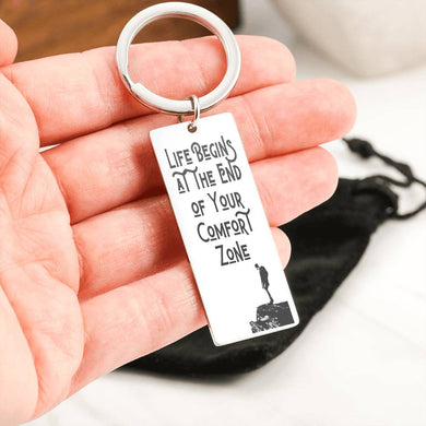 Exclusive Life Begins at the End of Your Comfort Zone Keychain