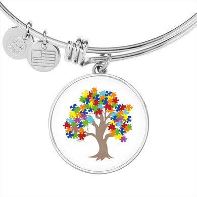 Autism Tree Circle Charm Bangle