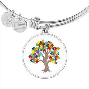 Autism Tree Circle Charm Bangle