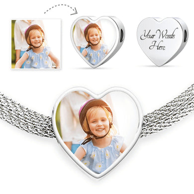 Personalized Heart Charm with Steel Bracelet