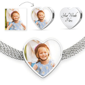 Personalized Heart Charm with Steel Bracelet
