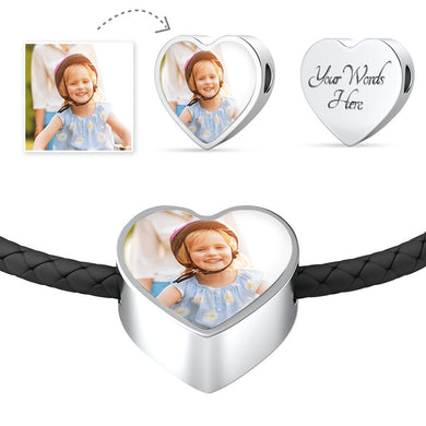 Personalized Heart Charm With Leather Rope Bracelet