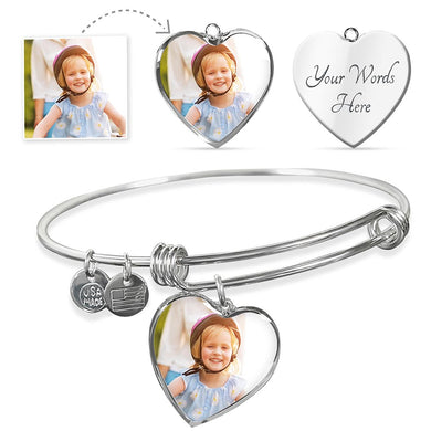 Personalized Heart Charm and Adjustable Bangle