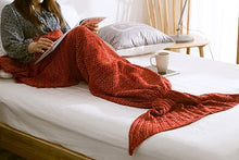 Load image into Gallery viewer, Soft Knitted Mermaid Handmade Tail Crochet Blanket