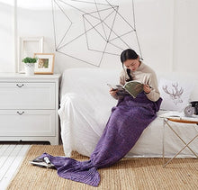 Load image into Gallery viewer, Soft Knitted Mermaid Handmade Tail Crochet Blanket