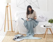 Load image into Gallery viewer, Soft Knitted Mermaid Handmade Tail Crochet Blanket
