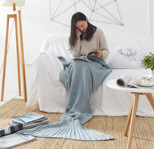 Load image into Gallery viewer, Soft Knitted Mermaid Handmade Tail Crochet Blanket