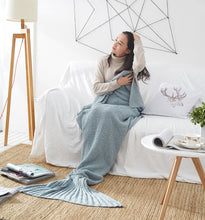 Load image into Gallery viewer, Soft Knitted Mermaid Handmade Tail Crochet Blanket