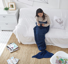 Load image into Gallery viewer, Soft Knitted Mermaid Handmade Tail Crochet Blanket