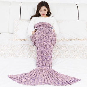 Soft Knitted Mermaid Tail Hand Crochet Blanket - Fish Pattern