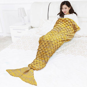 Soft Knitted Mermaid Tail Hand Crochet Blanket - Fish Pattern