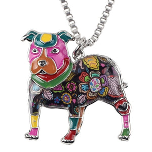 Pit Bull Enamel Dog Necklace