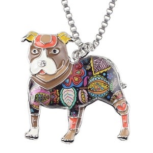 Pit Bull Enamel Dog Necklace