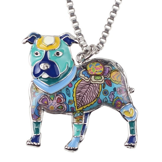 Pit Bull Enamel Dog Necklace