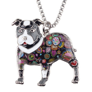 Pit Bull Enamel Dog Necklace