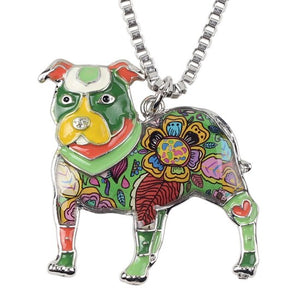 Pit Bull Enamel Dog Necklace