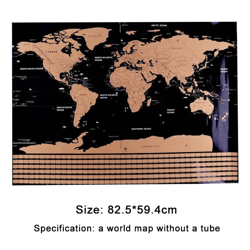 Black World Travel Map Scratch Off Map with Flags - LARGE