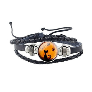 Cat Charm Leather Bracelet